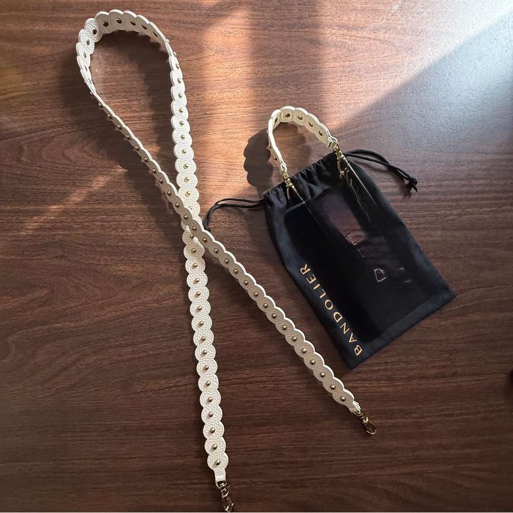 Bandolier Rare & Retired Ivory & Gold Julia Scalloped Strap & Wristlet Set